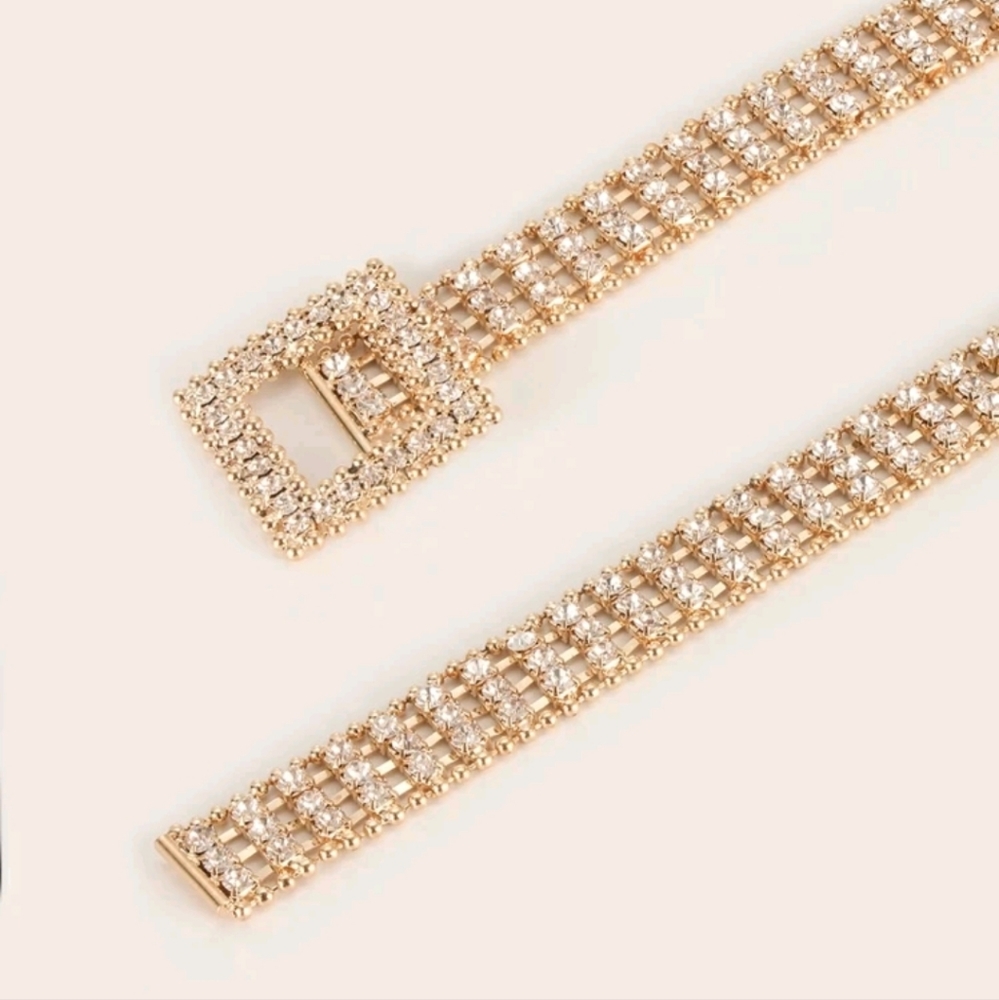 Rhinestone decor waist chain